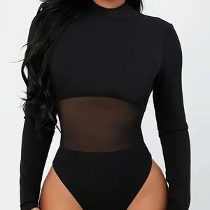 Elegant Black Long Sleeve Bodysuit